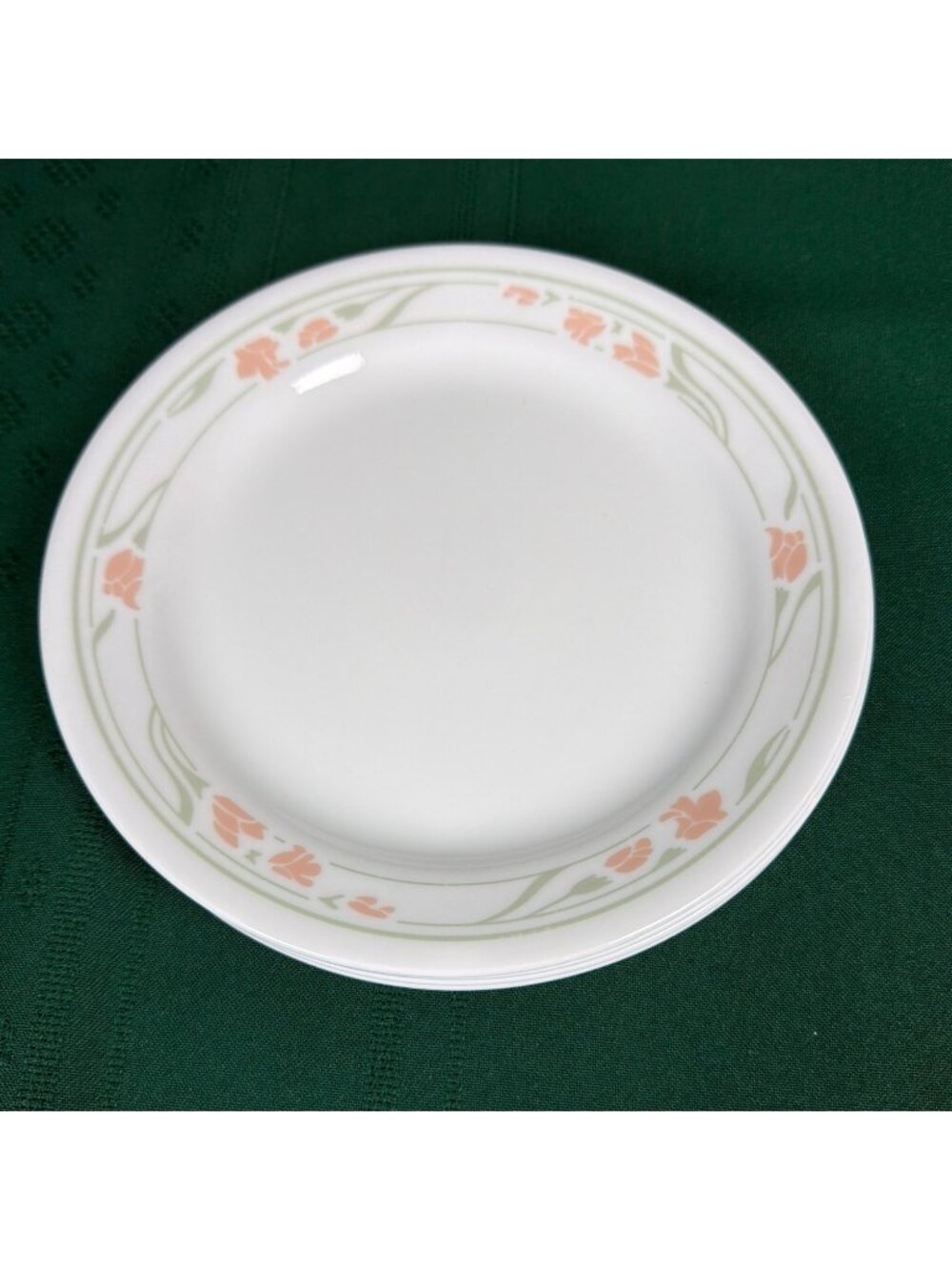 Vintage Lot of 4 Retired 1980s Corelle Corning Salad Bread Plates Peach Garland